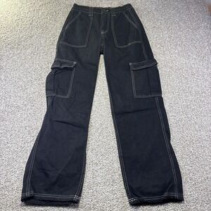 BDG Skate Jean Jeans Womens W27 Black Wide Leg Cargo Utility Relaxed 27x30